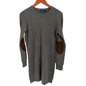 POLO RALPH LAUREN Wool Cashmere Suede Elbow Patch Knit Dress Size Small/P